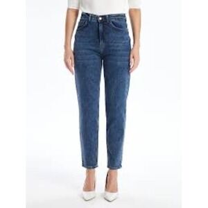 LC Waikiki Women Blue Denim Mom Jeans Size 29 High Waist Cotton